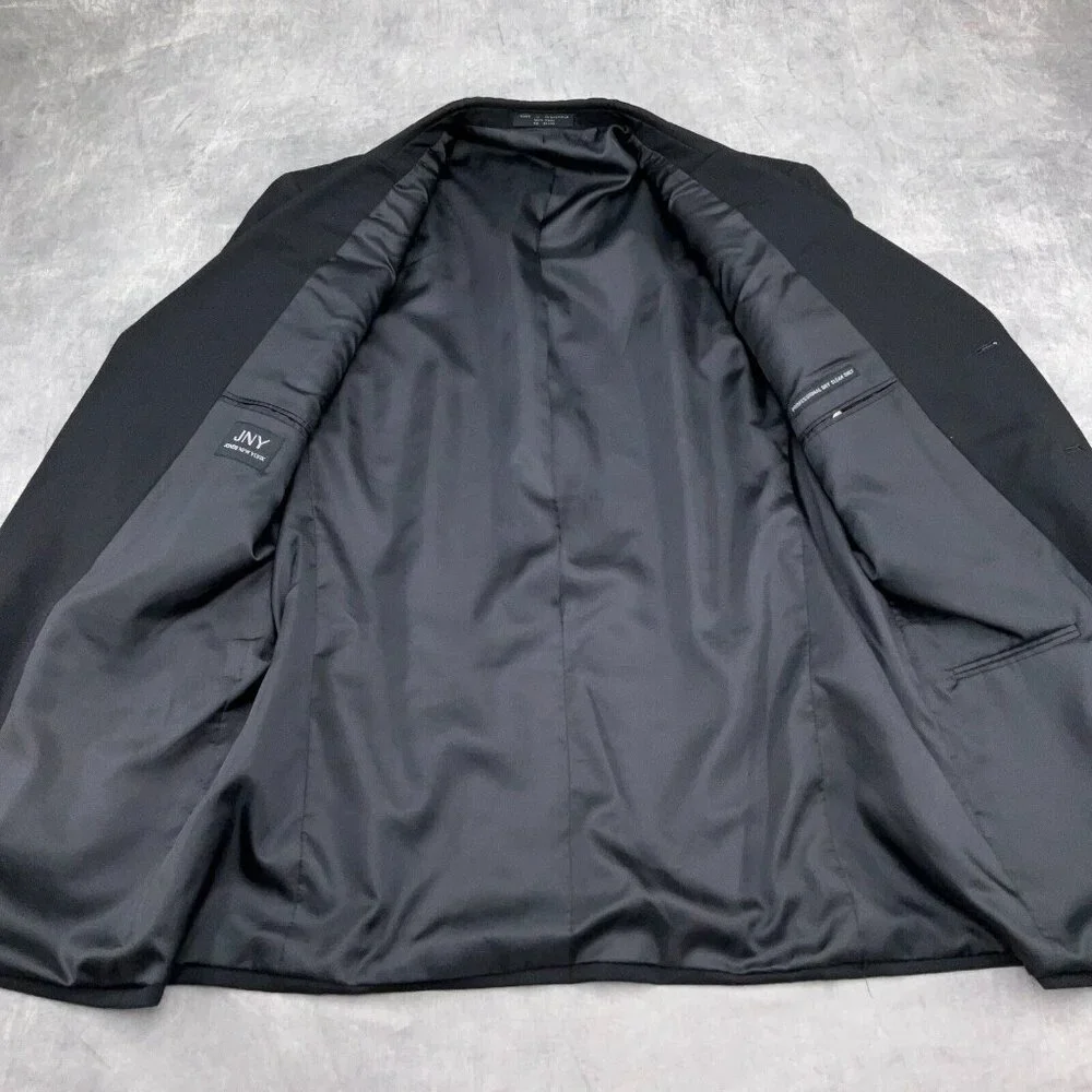 JNY Jones New York Blazer‎ Men 43R Black Classic Career Wool Suit Jacket VTG